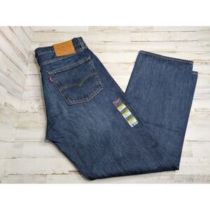 Levis Jeans Mens 36x32 Blue 555 Relaxed Straight Premium Dark Wash NEW